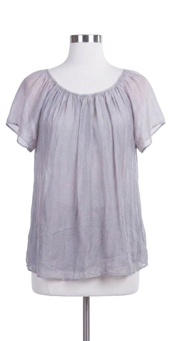 NEW GIGI MODA contadina short sleeve blouse in taupe